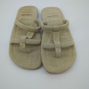Free People Women's Sandal Shoes Cafe/ Ivory Size 7.5 Leather‎ Hadden Summer